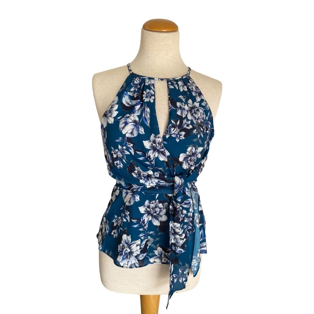 Parker Drape Floral Sleeveless Top in Teal